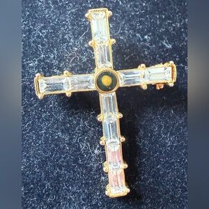 FAITH MUSTARD SEED MATHEW 17:20 RARE BEAUTIFUL CROSS PENDANT Brooch Pin